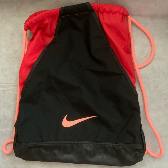 Nike Handbags - Nike Varsity Gymsack Drawstring Backpack Black Coral NWOT